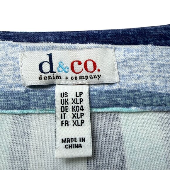 Denim & Co Blue Stripe Tunic Tee Large Petite V-Neck 3/4 Sleeve Womens Top NWOT - Picture 5 of 7